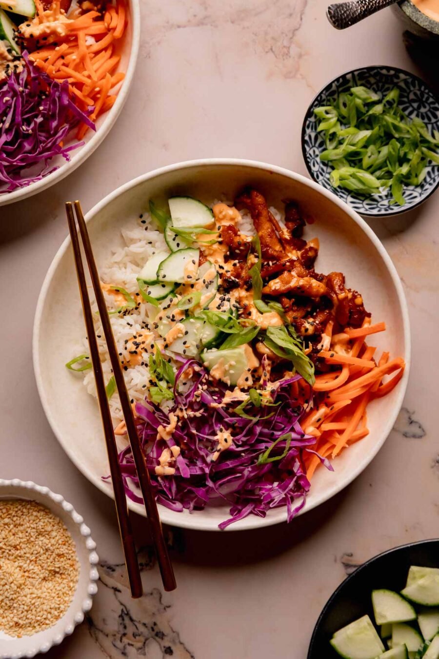 Chicken Bulgogi Bowl with Spicy Mayo.