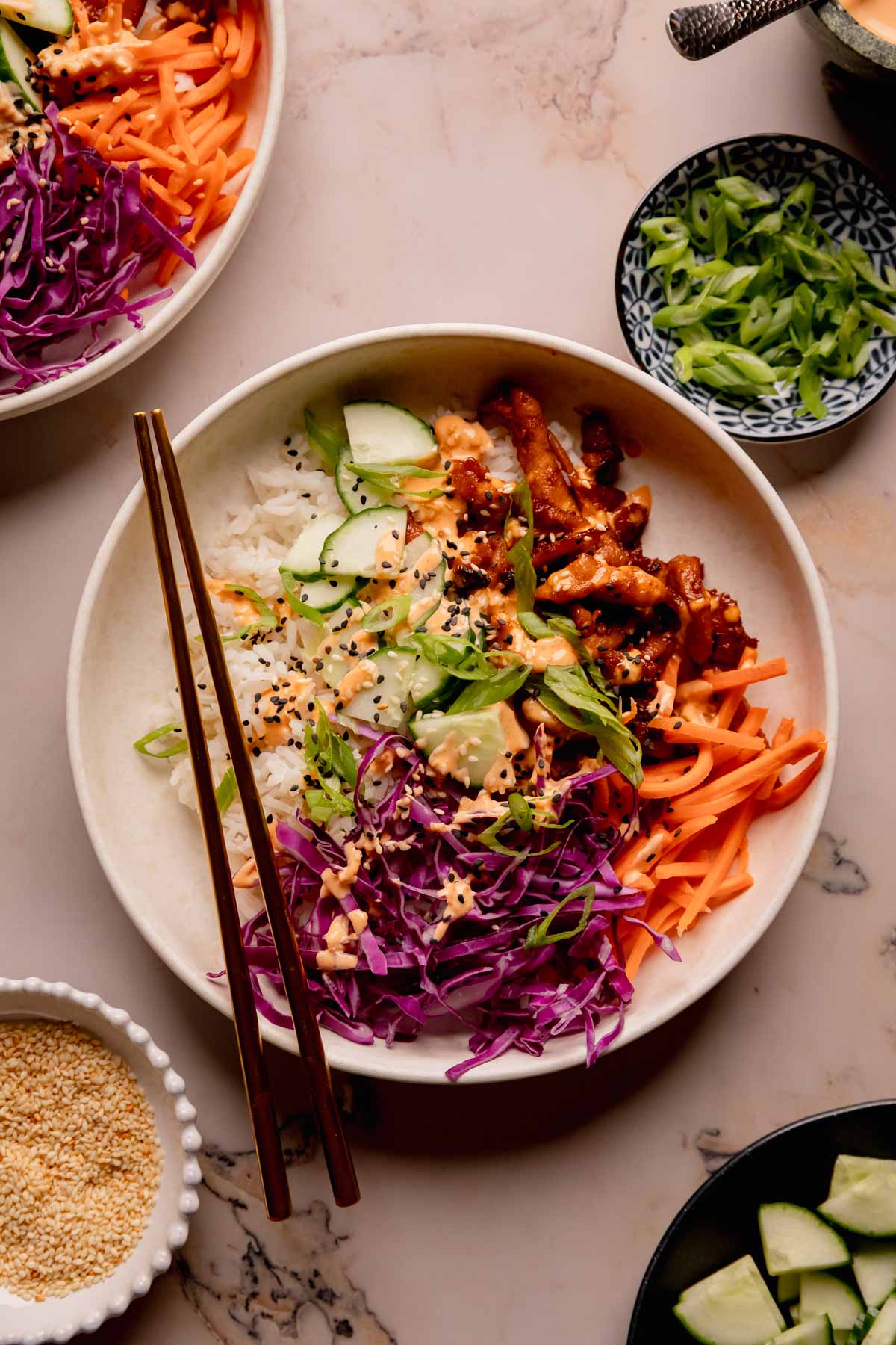 Chicken Bulgogi Bowls with Spicy Mayo.