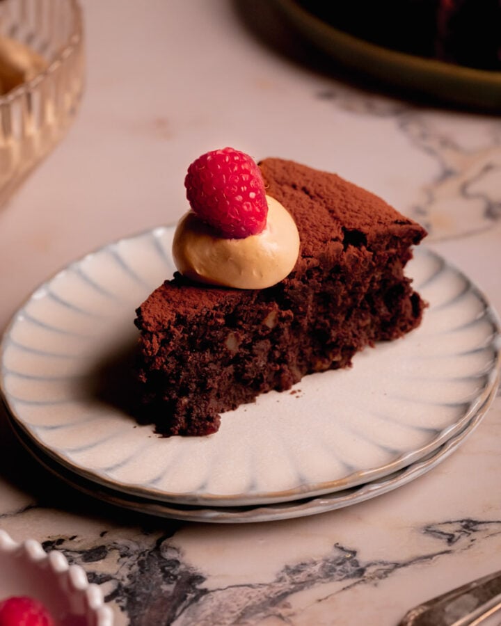 Torta Caprese with Coffee Cream.