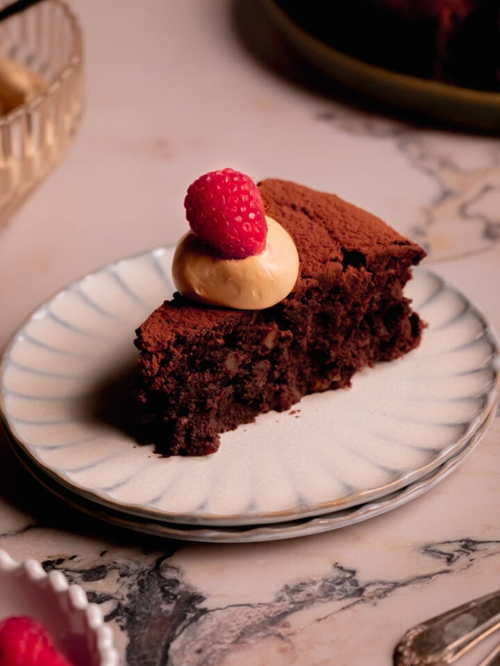 Torta Caprese with Coffee Cream.