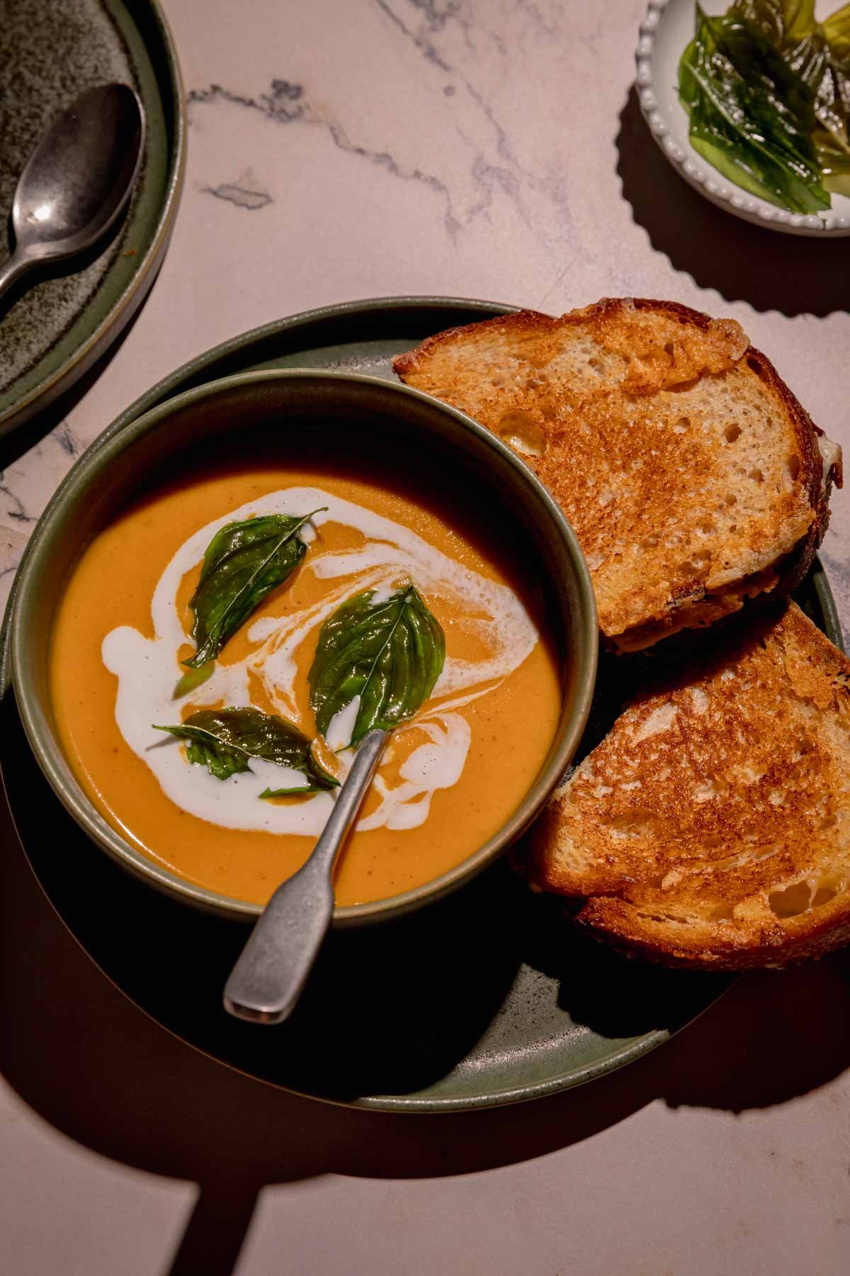 Curried Coconut Sweet Potato Soup with a grilled cheese.