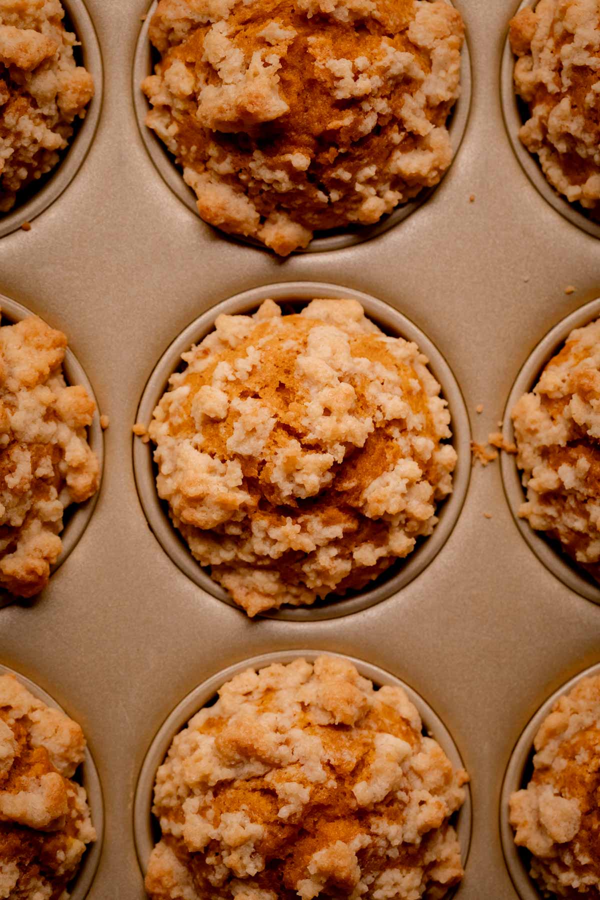 Baked five spice pumpkin muffins in the pan.