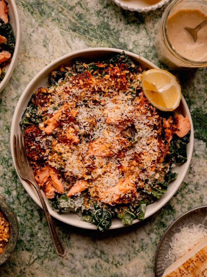 Smoked Salmon Kale Caesar Salad.