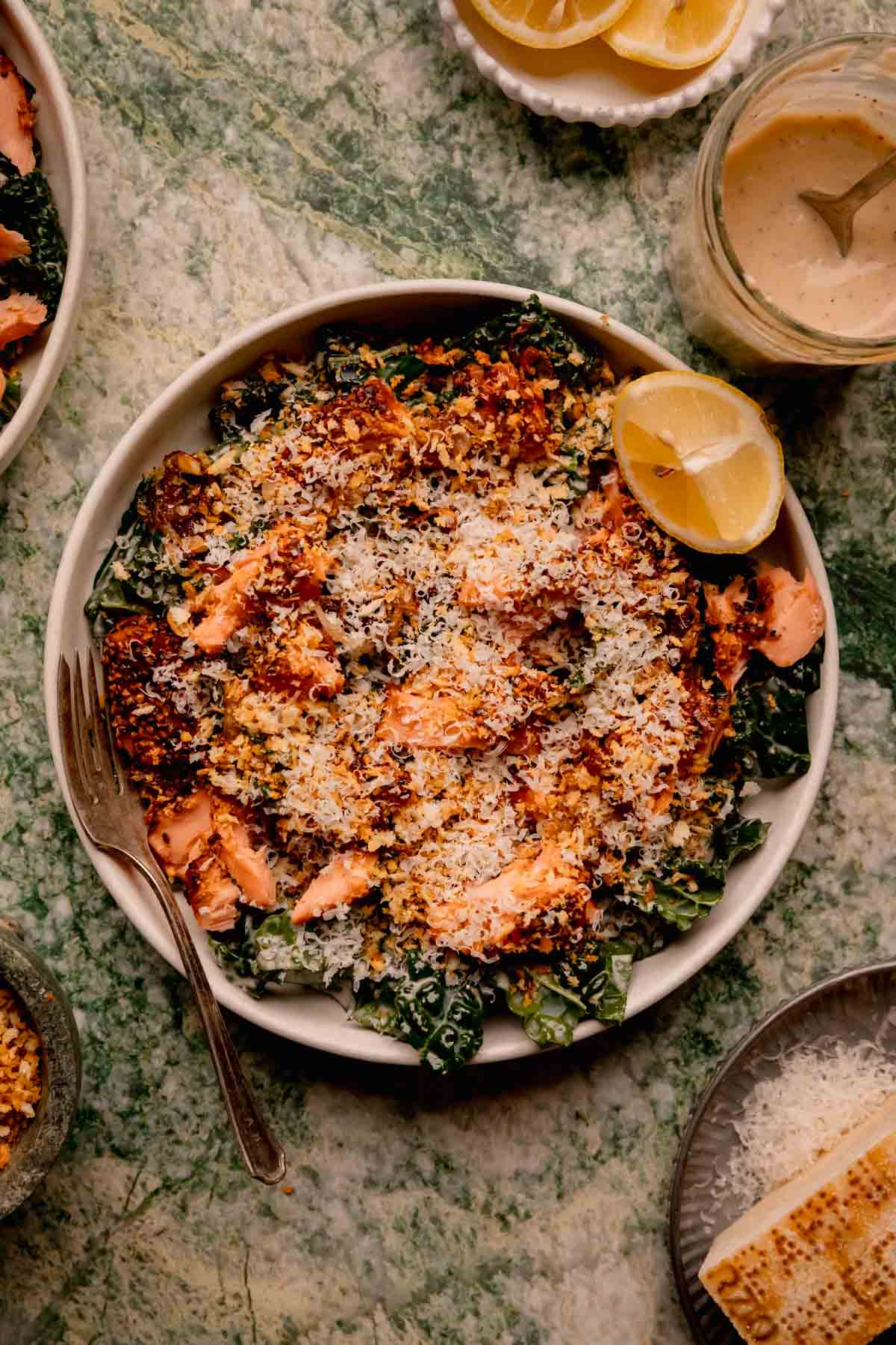 Smoked Salmon Kale Caesar Salad.