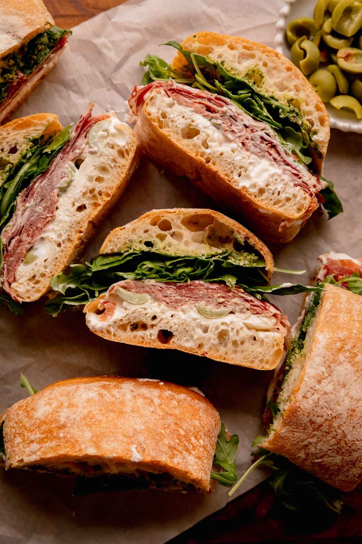 Burrata, Prosciutto, and Coppa Sandwich.