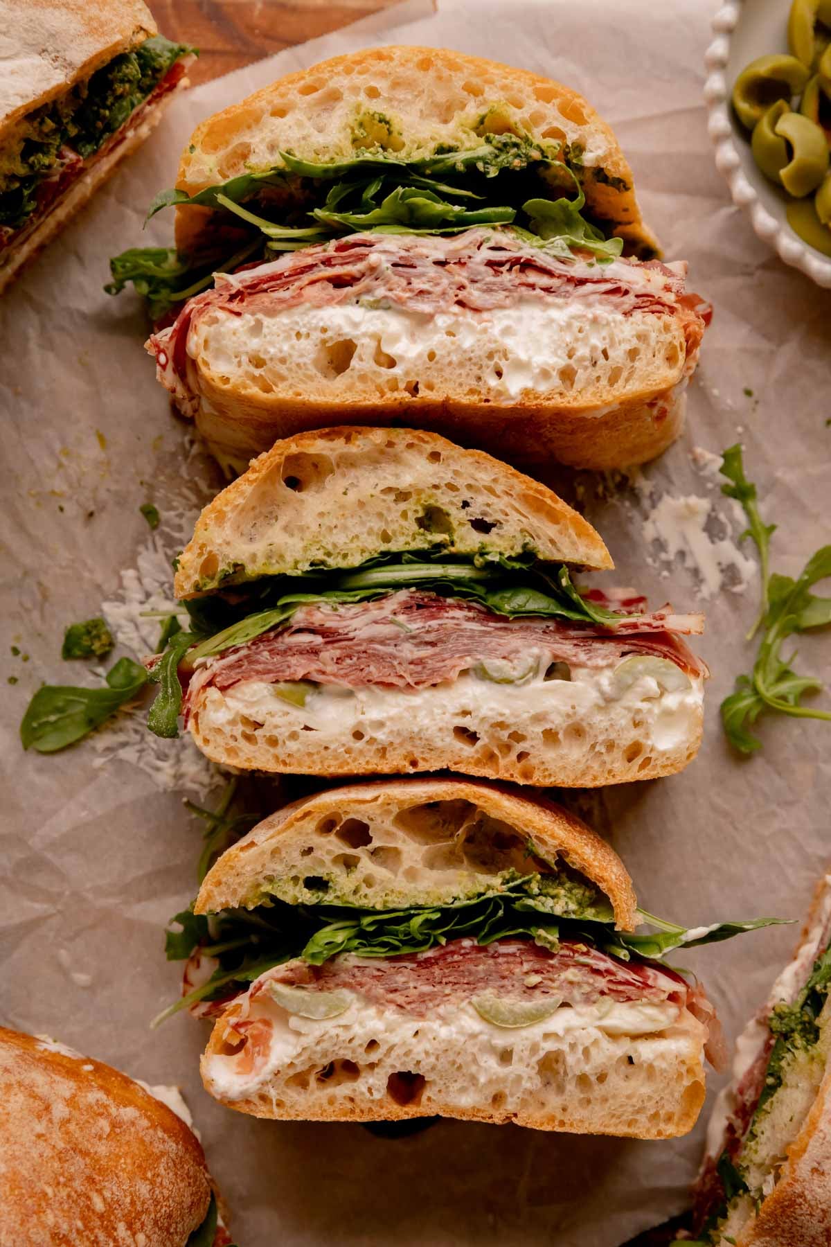 Burrata, Prosciutto, and Coppa Sandwich.