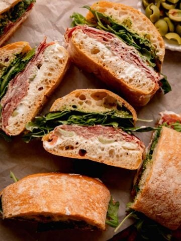 Burrata, Prosciutto, and Coppa Sandwich.