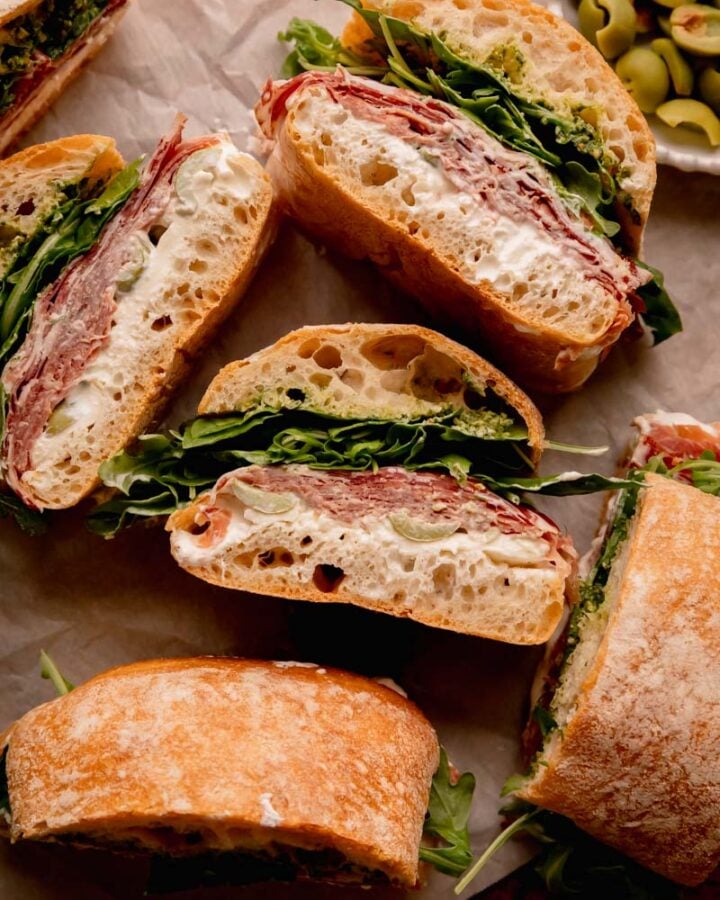 Burrata, Prosciutto, and Coppa Sandwich.